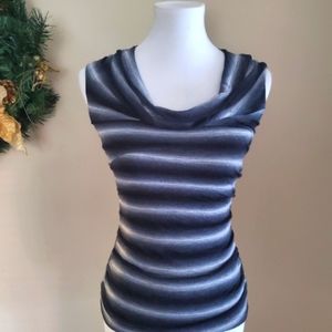 Sleeveless Striped Black and White Blouse